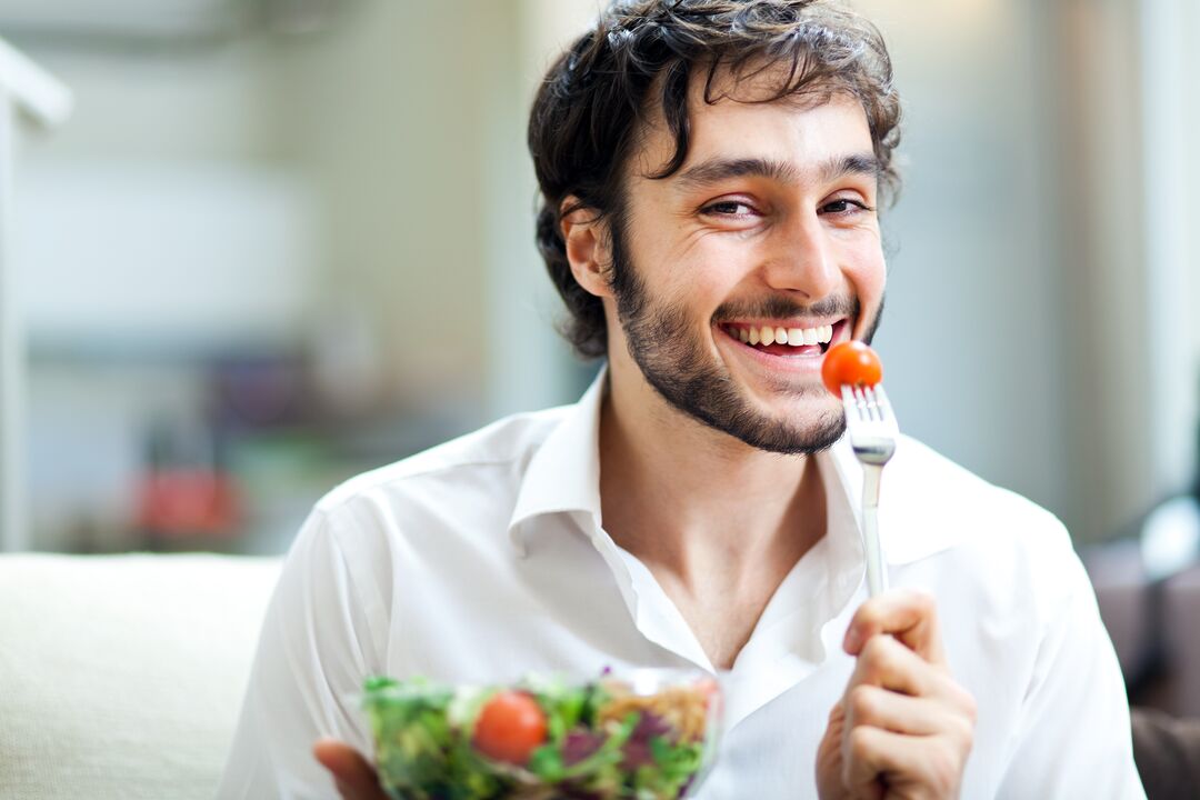 Man eats vegetables for potency