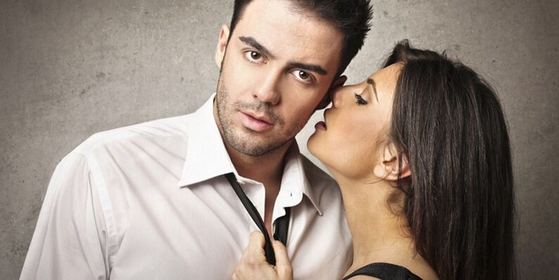 A girl seduces a man who increases potency